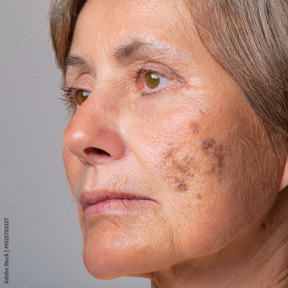 Obraz premium Woman Suffering From Actinic Keratosis