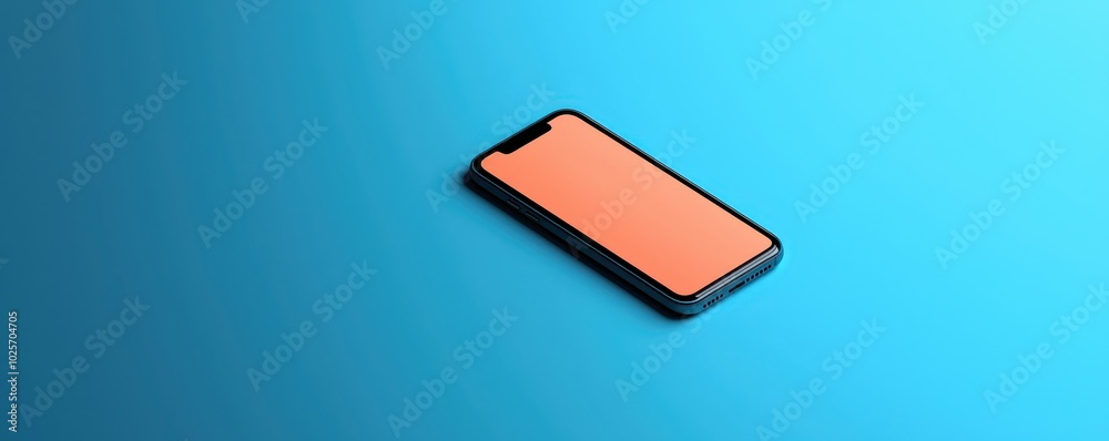 A black smartphone with an orange screen lies on a blue background, showcasing modern technology and minimalist design. A black smartphone with an orange screen lies on a blue background, showcasing modern technology and minimalist design.