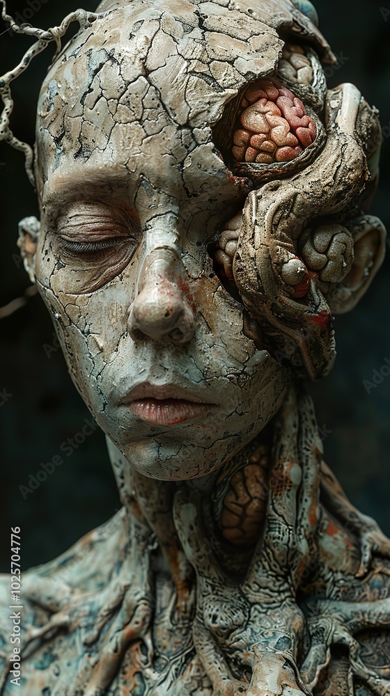 Surreal Portrait of a Decaying Human with Exposed Organs Surreal Portrait of a Decaying Human with Exposed Organs