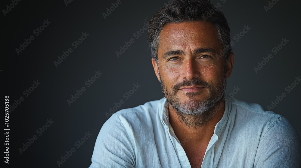 A man with a beard and glasses is smiling at the camera. He is wearing a white shirt and he is in a relaxed mood A man with a beard and glasses is smiling at the camera. He is wearing a white shirt and he is in a relaxed mood