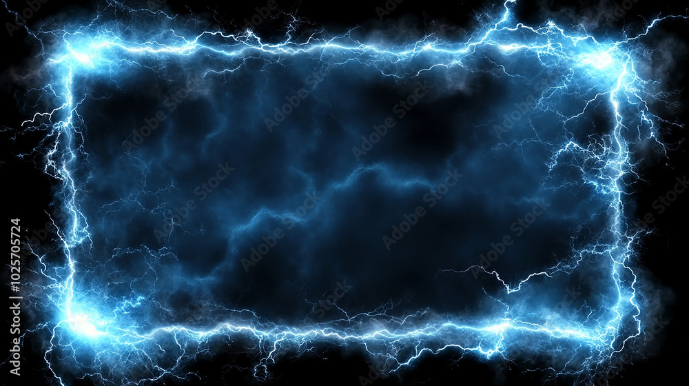 Glowing lightning frame with bright electric arcs