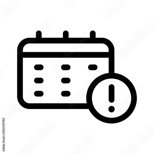 Calendar Alert Icon, Warning Sign, Time Management Symbol