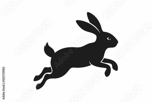 Jumping Bunny Silhouette, Running Rabbit Silhouette Vector