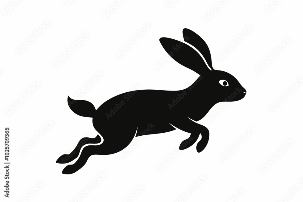 Jumping Bunny Silhouette, Running Rabbit Silhouette Vector Jumping Bunny Silhouette, Running Rabbit Silhouette Vector