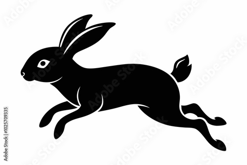 Jumping Bunny Silhouette, Running Rabbit Silhouette Vector