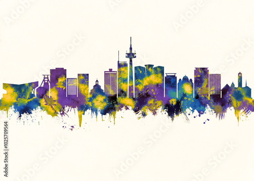 Essen City Skyline. Cityscape Skyscraper Buildings Landscape City Background Modern Art Architecture Downtown Abstract Landmarks Travel Business Building View Corporate