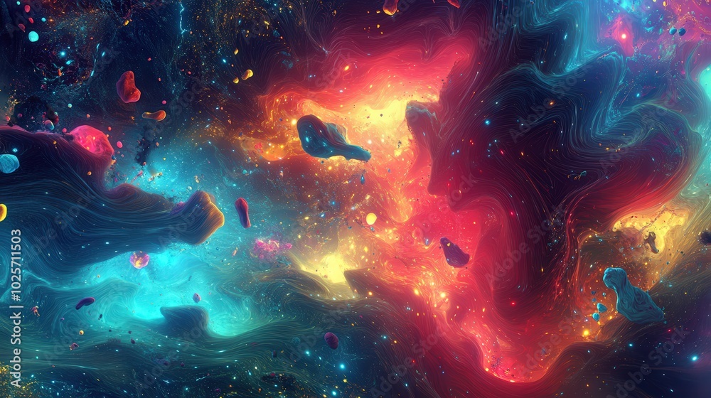 A digital landscape that represents the mind of a dreamer, where abstract thoughts take the form of glowing shapes, moving in impossible patterns A digital landscape that represents the mind of a dreamer, where abstract thoughts take the form of glowing shapes, moving in impossible patterns