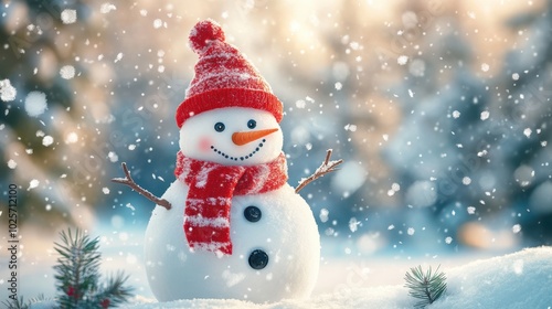 The Cheerful Snowman Smiling