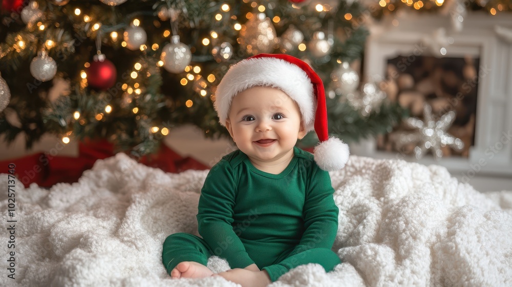 The Baby in Christmas Hat The Baby in Christmas Hat