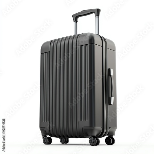 Sleek travel suitcase with modern design, on white isolated background.