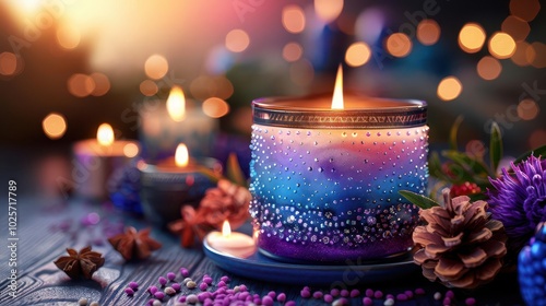 Handmade Candle Crafting, vibrant colors, close-up, cozy setting, photography photo