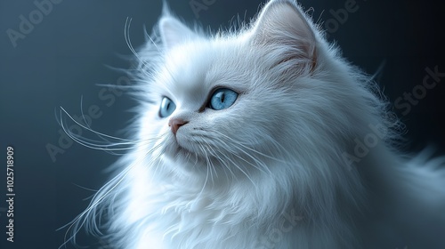 White Turkish angora kittens on the blue background