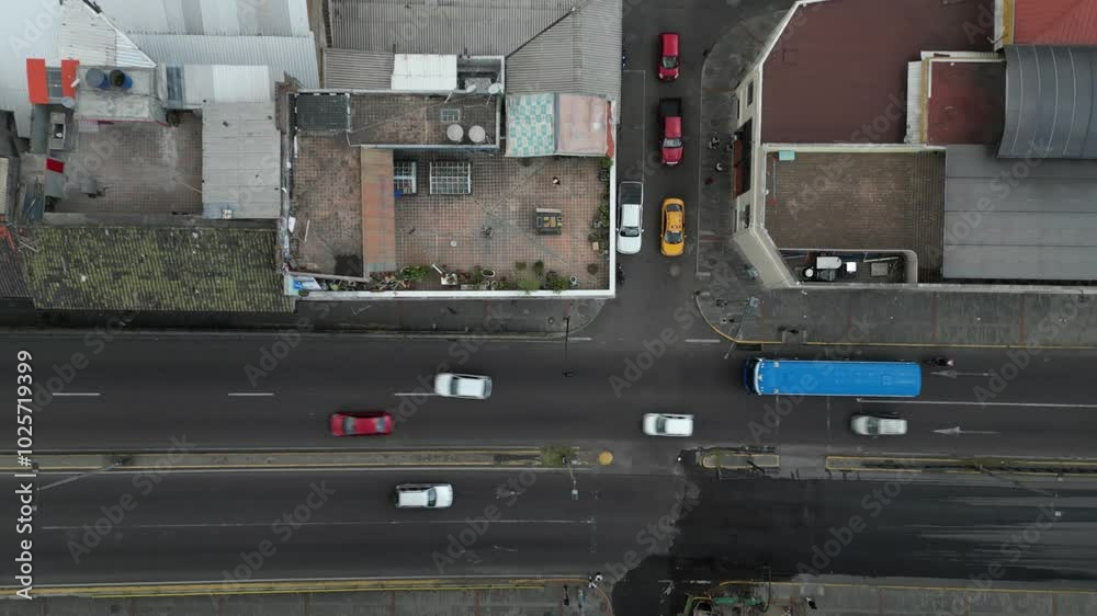 aerial view of buildings and streets from above