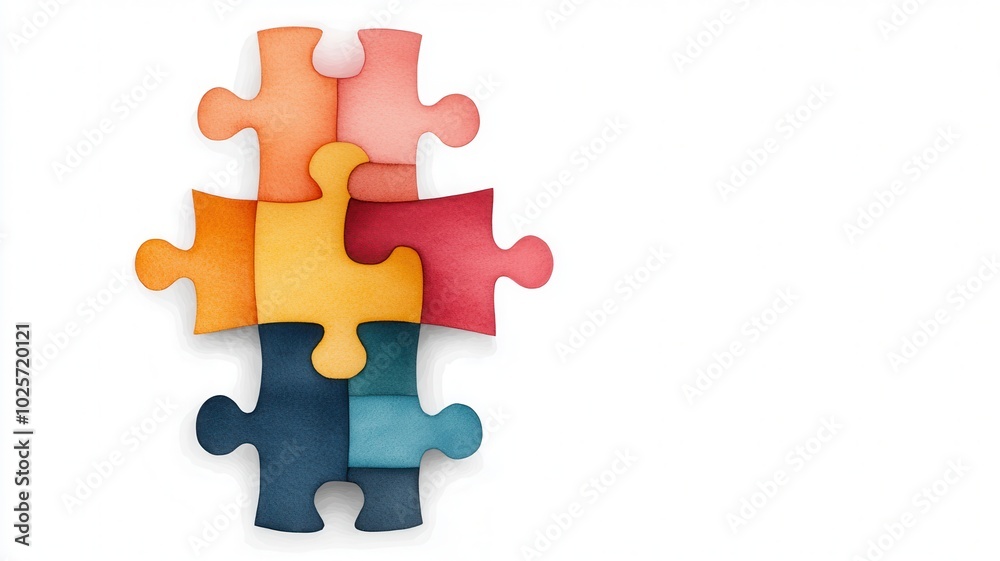 A colorful arrangement of overlapping puzzle pieces, symbolizing connection, creativity, and problem-solving. A colorful arrangement of overlapping puzzle pieces, symbolizing connection, creativity, and problem-solving.