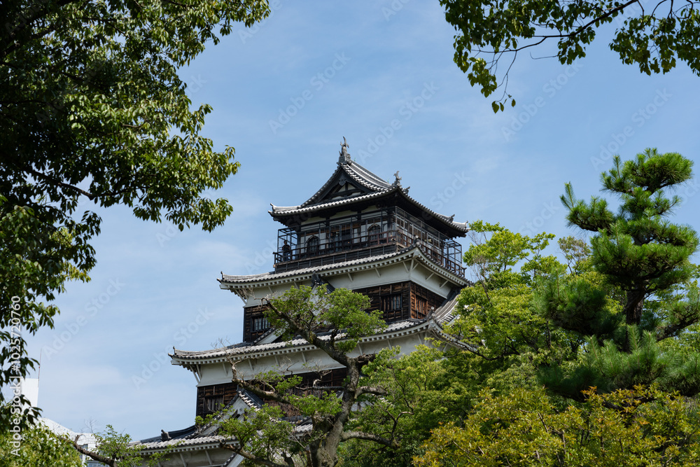 Facade of Hiroshima Castle at daytime Facade of Hiroshima Castle at daytime