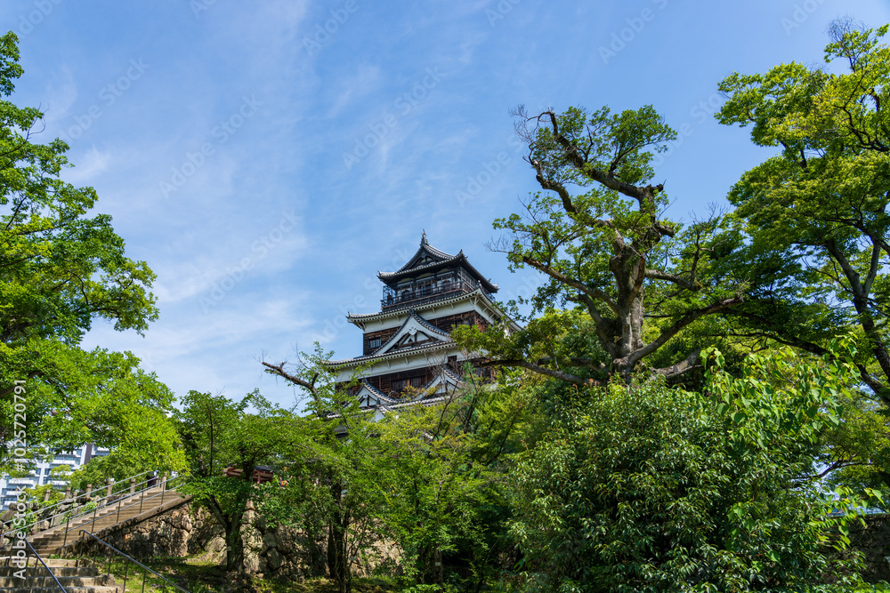 Facade of Hiroshima Castle at daytime Facade of Hiroshima Castle at daytime