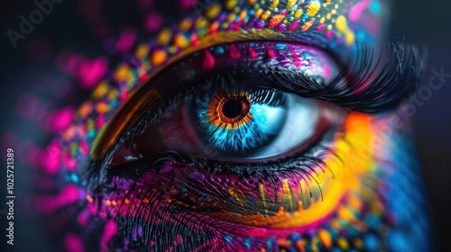 Urban Art Festivals, vibrant colors, dynamic scenes, street setting, photography