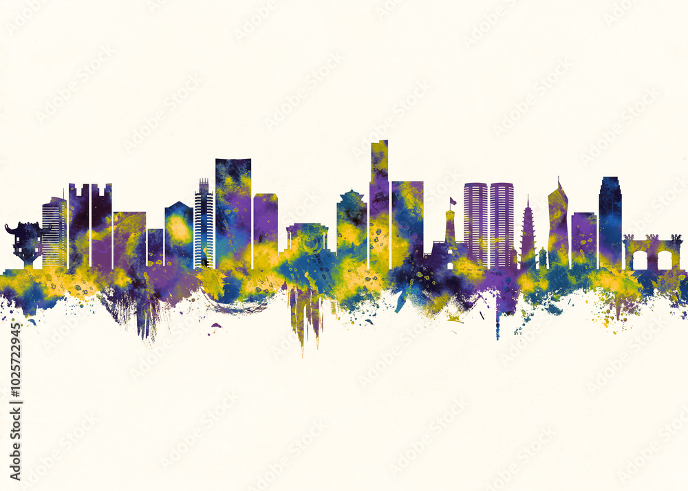 Obraz premium Hanoi City Skyline. Cityscape Skyscraper Buildings Landscape City Downtown Abstract Landmarks Travel Background Modern Art Architecture Business Building Corporate