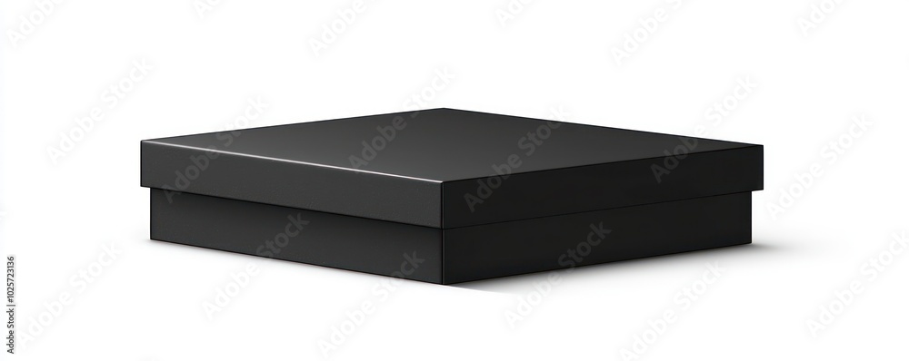 Realistic black cardboard box displayed in half-side view, vector isolated on white background. Realistic black cardboard box displayed in half-side view, vector isolated on white background.