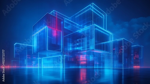 Futuristic City in Blue and Purple