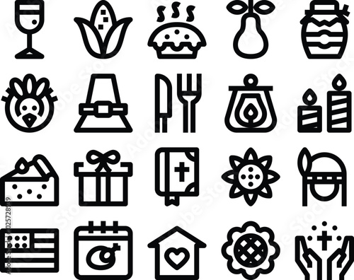 Harvest Festivities Black Outline Icon