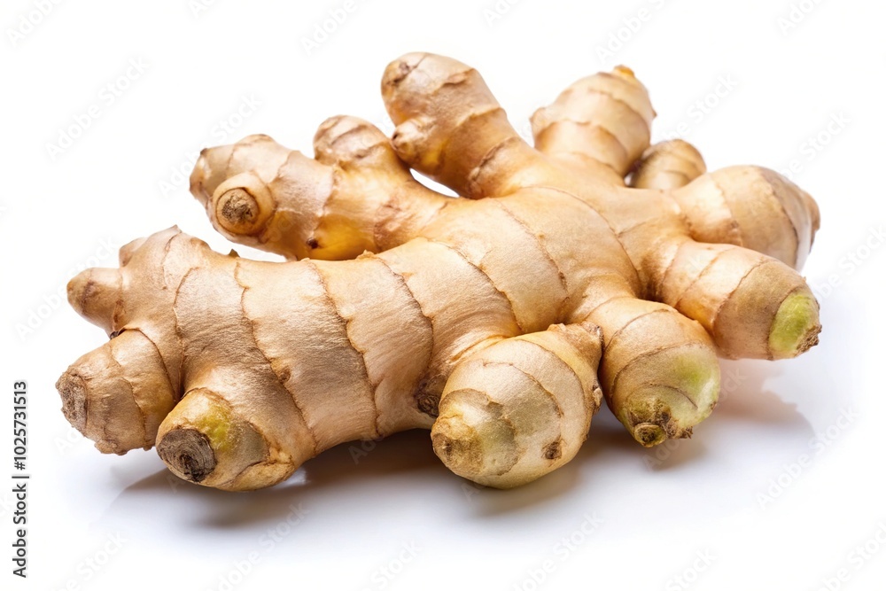 Close-up of fresh ginger root isolated on white background Close-up of fresh ginger root isolated on white background