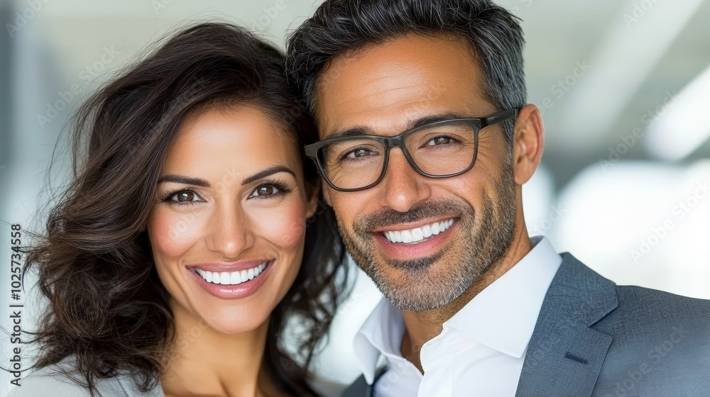 Happy Couple Smiling Portrait Business Professionals Success