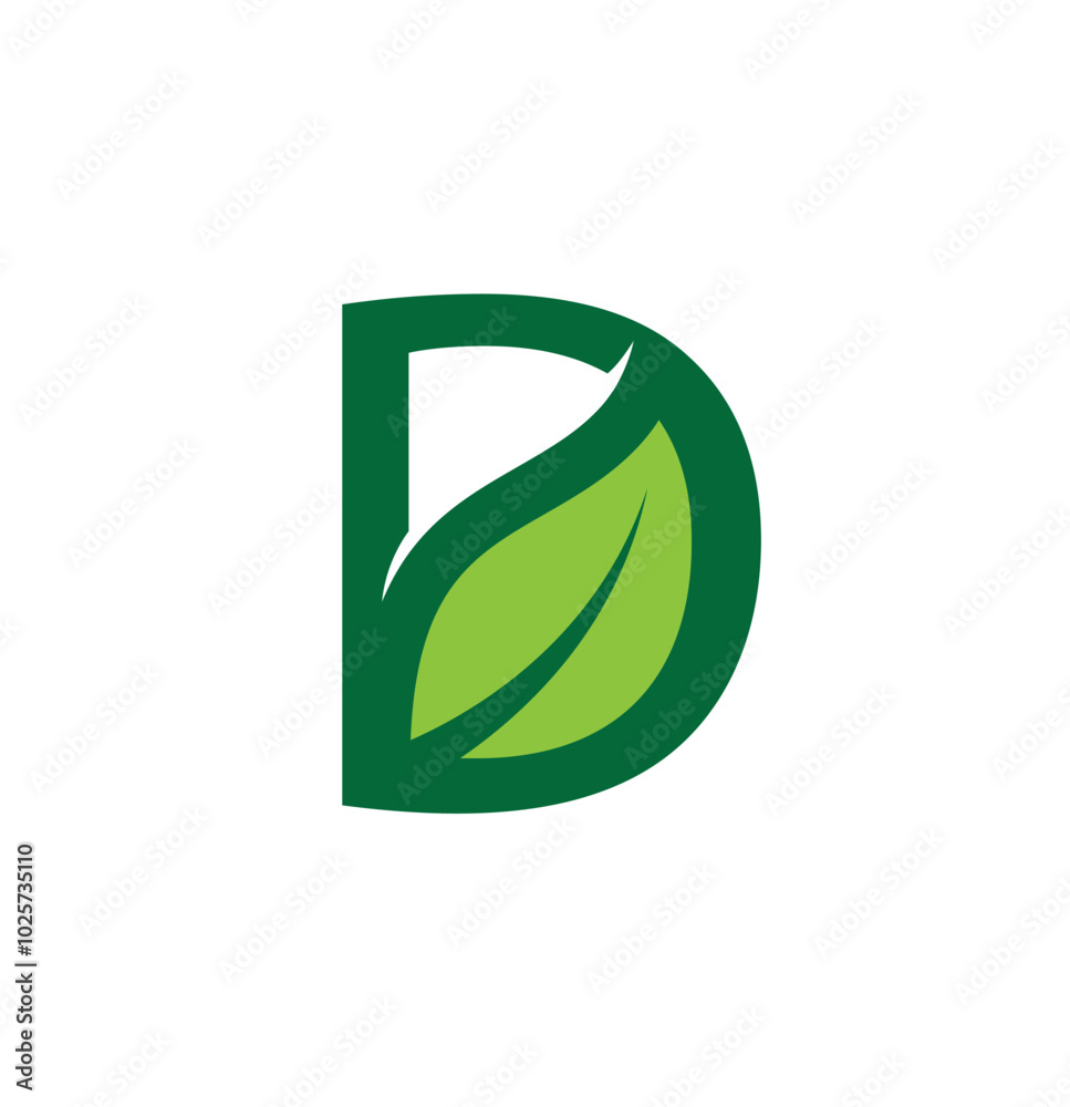 Letter D leaf logo vector symbol design illustration Letter D leaf logo vector symbol design illustration