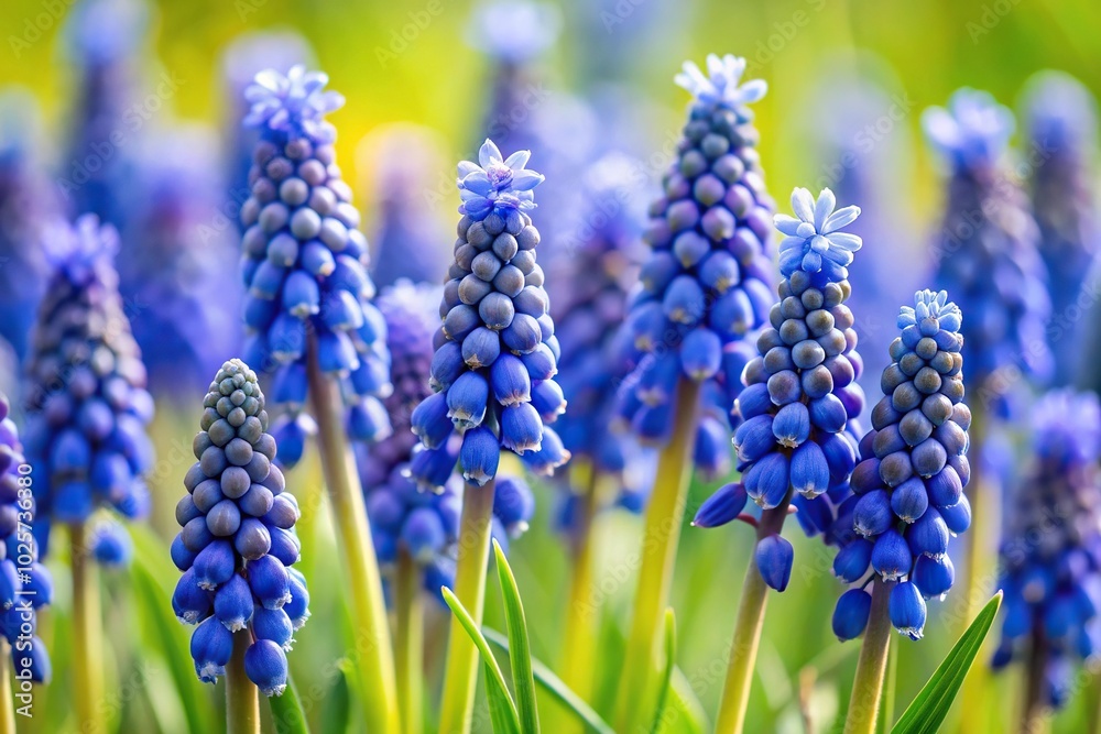 Close-up of Grape hyacinths Muscari Mill in a meadow Close-up of Grape hyacinths Muscari Mill in a meadow