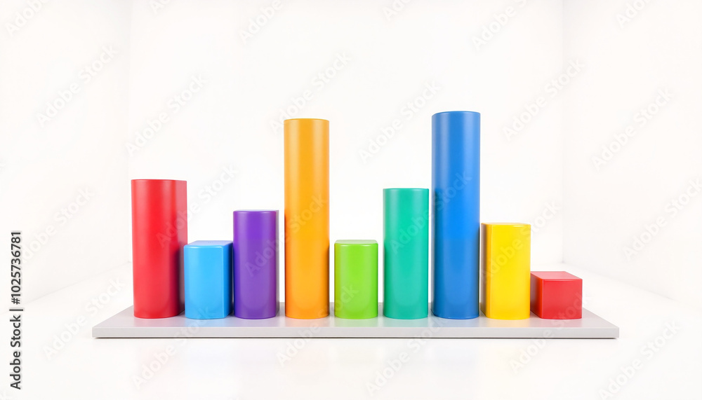 Colorful bar chart model on white background Colorful bar chart model on white background