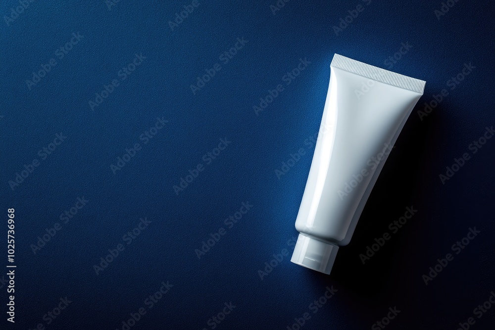 White tube on blue background. Perfect for branding, advertising, or marketing. White tube on blue background. Perfect for branding, advertising, or marketing.