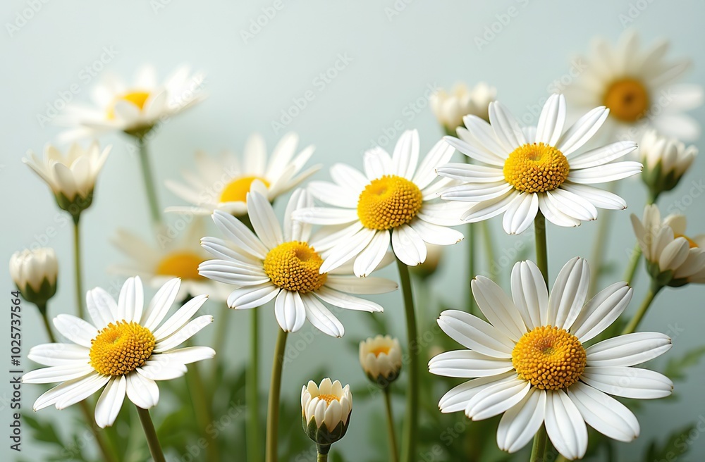 Fototapeta premium Chamomile daisy flowers. Floral composition