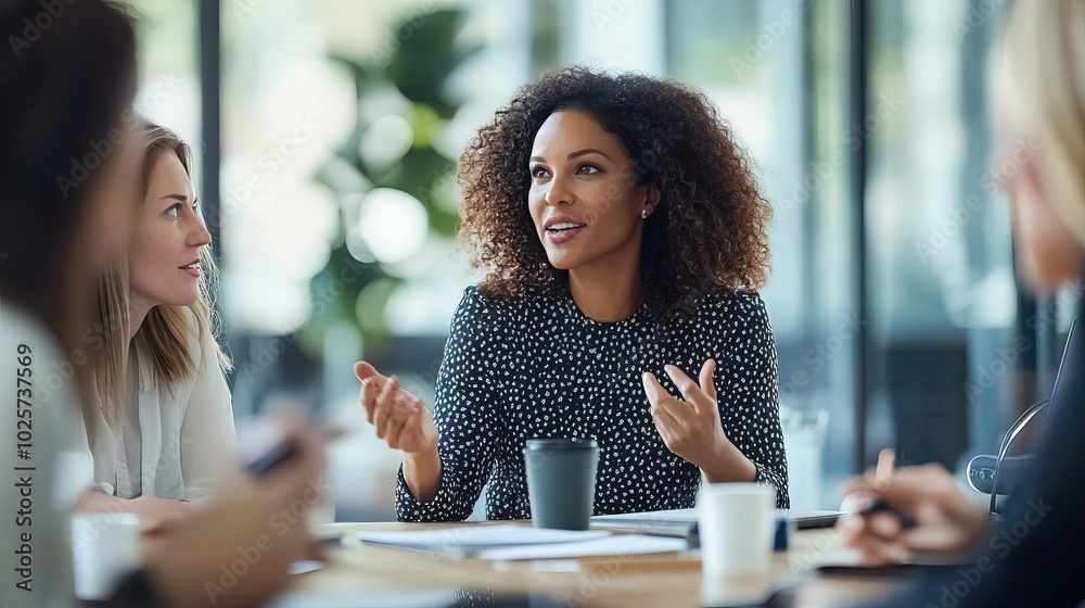 Empowering Women in Business: Collaborative Meeting in a Modern Workspace Empowering Women in Business: Collaborative Meeting in a Modern Workspace