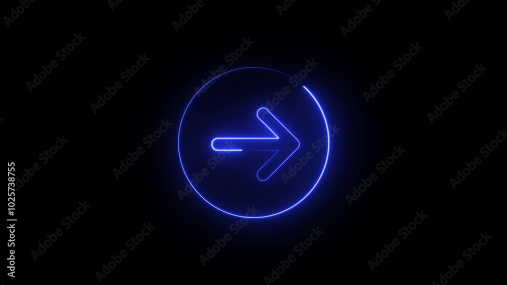 Directional arrow icon animation within neon circle on isolated black background. Abstract directional swipe arrow or pointer icon animation background 4k Directional arrow icon animation within neon circle on isolated black background. Abstract directional swipe arrow or pointer icon animation background 4k