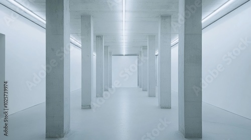 Minimalist Gallery Space with Clean Lines and Bright Lighting