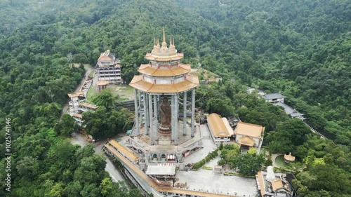 Aerial view of kek lok si temple in George Town hill in Penang island Malaysia 