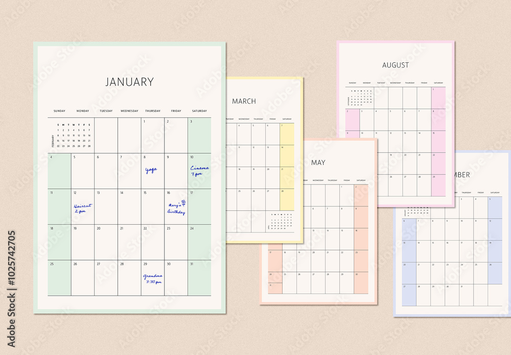 Minimal Calendar Layout Stock Template | Adobe Stock
