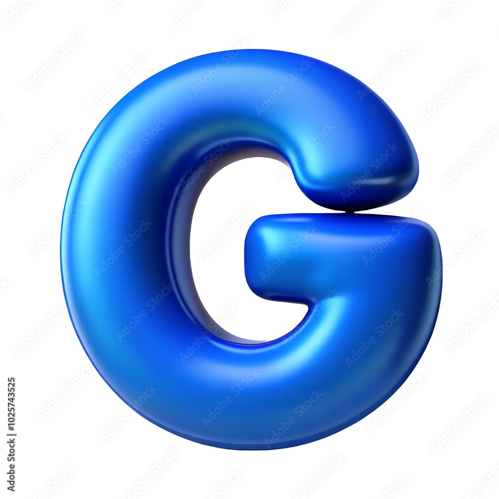 Blue letter G balloon 3D render icon isolated on white background Blue letter G balloon 3D render icon isolated on white background
