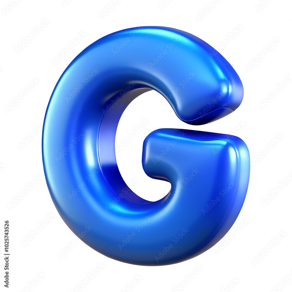 Blue letter G balloon 3D render icon isolated on white background Blue letter G balloon 3D render icon isolated on white background