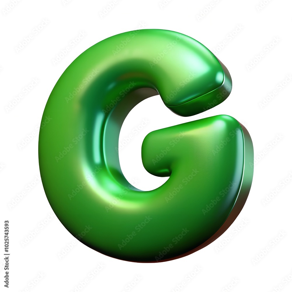Green letter G balloon 3D render icon isolated on white background Green letter G balloon 3D render icon isolated on white background