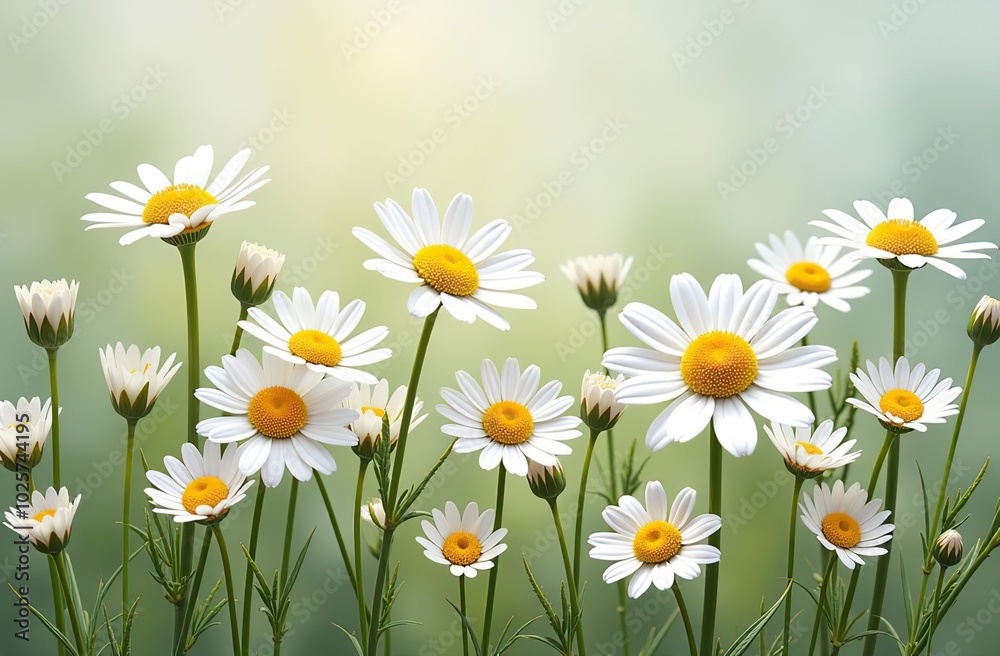 Fototapeta premium Chamomile daisy flowers. Floral composition