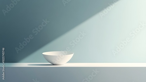 75. A minimalist 8-bit pixel rendering of a single bowl, placed on a clean, soft surface with sharp, geometric lines