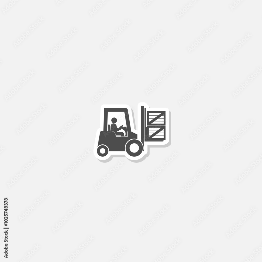Forklift icon symbol sticker isolated on gray background Forklift icon symbol sticker isolated on gray background