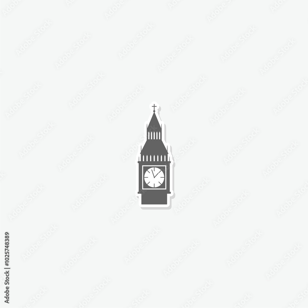Big Ben icon sticker isolated on gray background Big Ben icon sticker isolated on gray background
