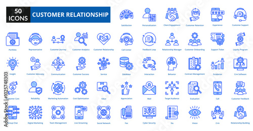 customer relationship icon blue collection set