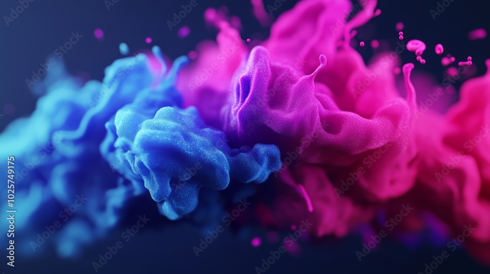 Abstract blue and pink ink splash on a dark background. Abstract blue and pink ink splash on a dark background.