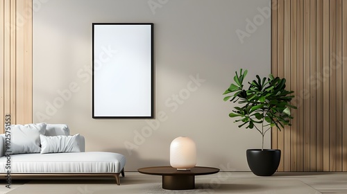 a 3 x 4 blank poster mockup in a dark brown frame