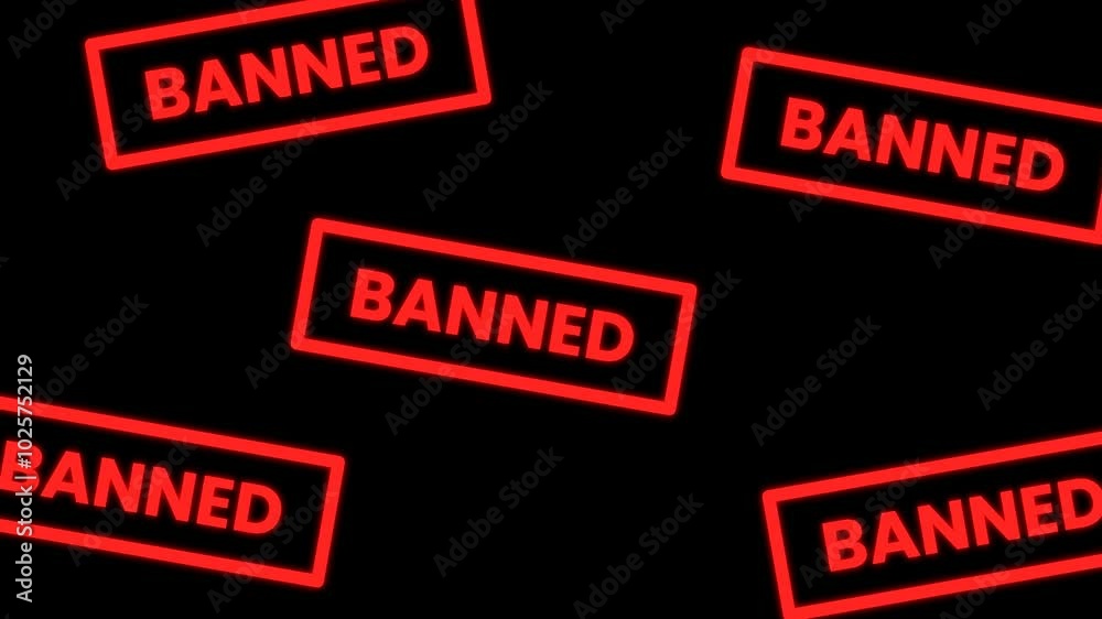 Animation of banned sign on transparent background