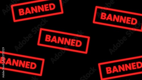Animation of banned sign on transparent background