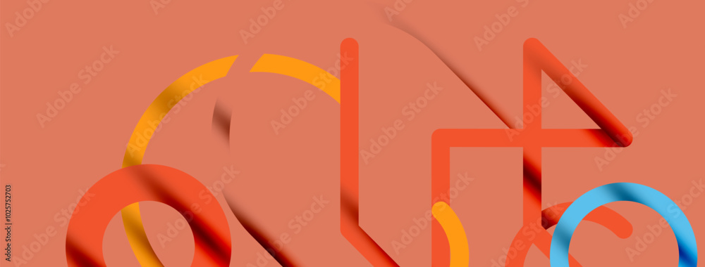 Naklejka premium Abstract background. Circles and colorful round shape lines. Linear geometric minimal design